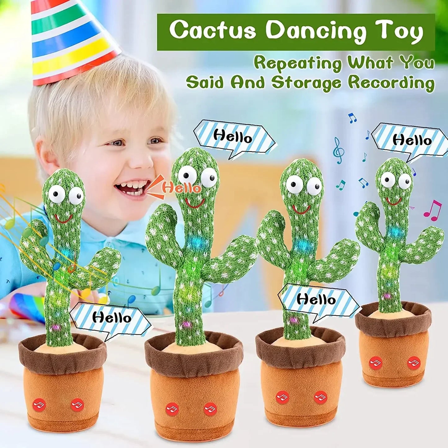 1pc Electronic Plush Toy Home Decoration for Children Xmas Gifts Dancing Talking Cactus Toys for Baby Boys and Girls