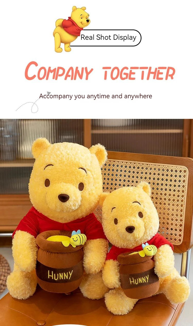 35-55cm Anime Disney Honey Jar Winnie The Pooh Soft Plush Toys Pooh Bear Stuffed Animal Dolls Children Kids Kawaii Birthday Gift