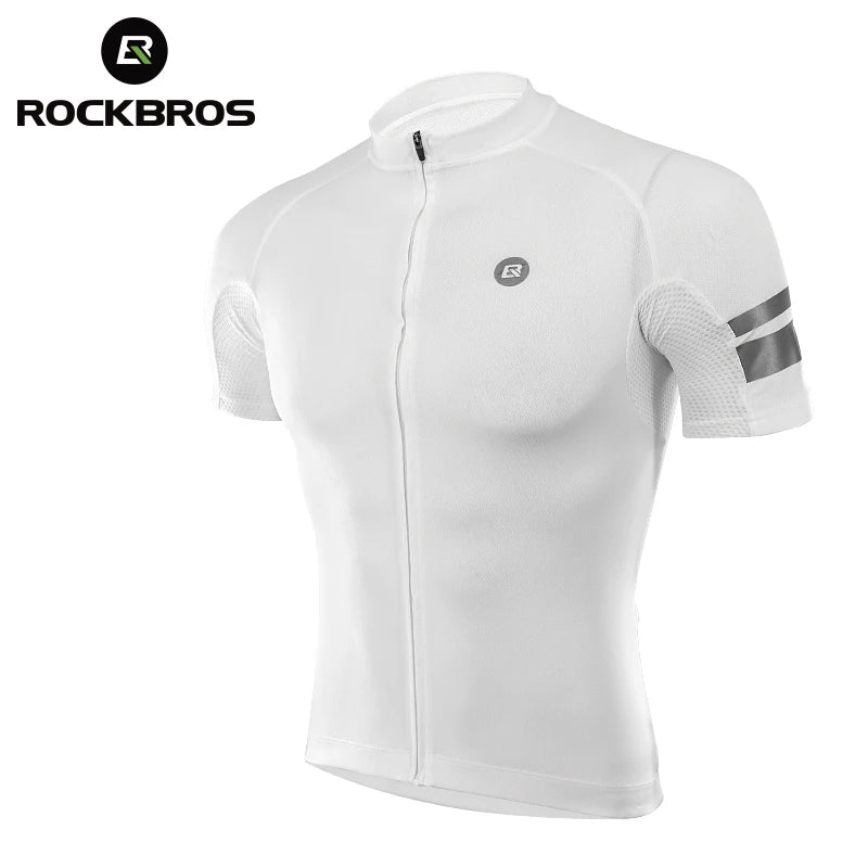 ROCKBROS Cycling Jersey Men Breathable Shirt Summer Jersey Clothes Bicycle Quick Dry Clothing Anti-UV Reflective Short Sleeve