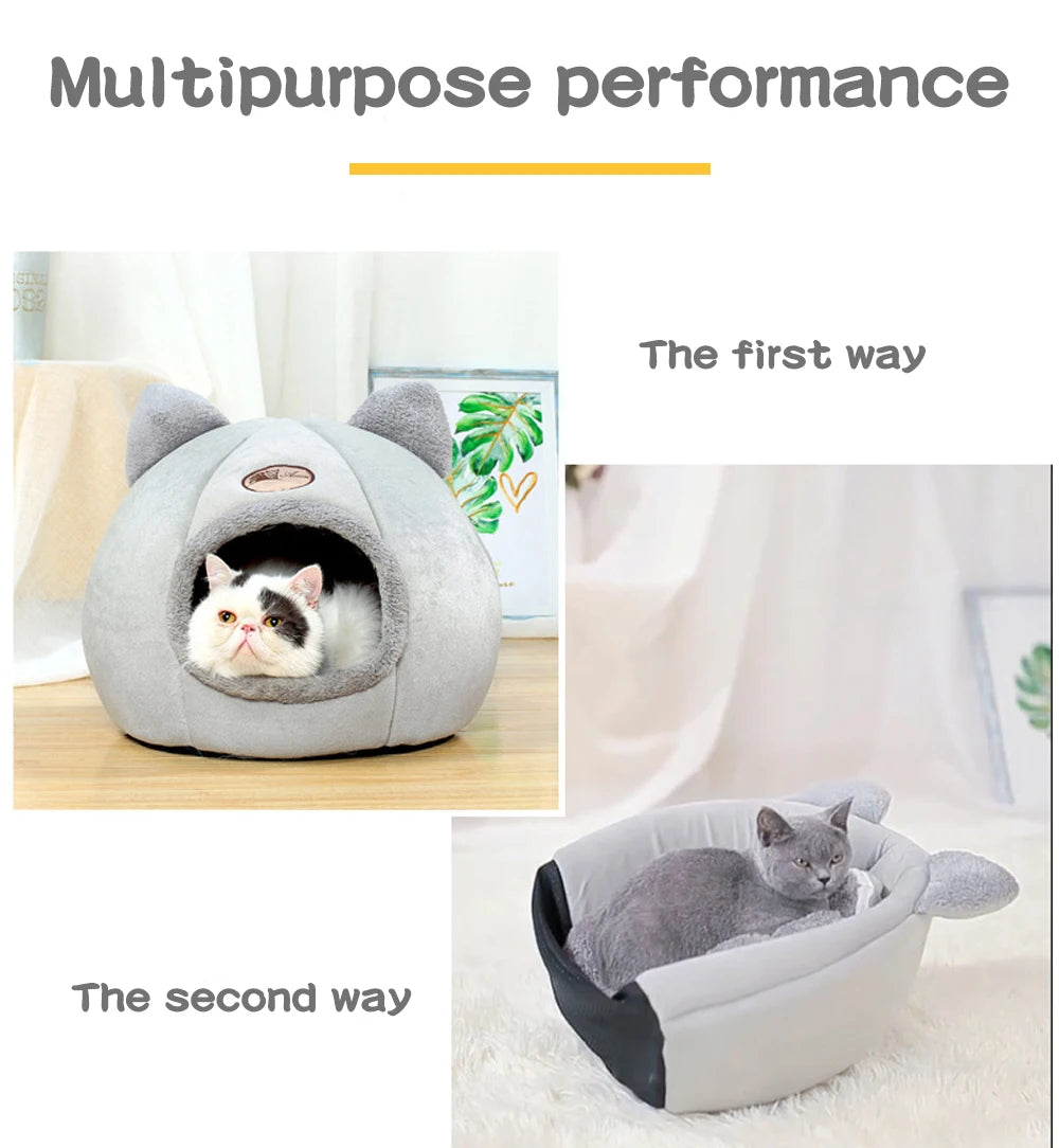 Deep Sleep Cat Bed Comfort In Winter Cat Bed Little Mat Basket for Cat House Products Pets Tent Cozy Cave Beds Indoor Dog House