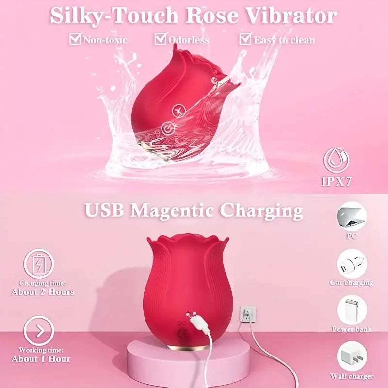 Rose Vibrator Sex Toys Adult Toys, Rose Vibrator Female Sex ToysWith 12 Sucking Modes, G-Spot Vibrator Adult Sex Toys