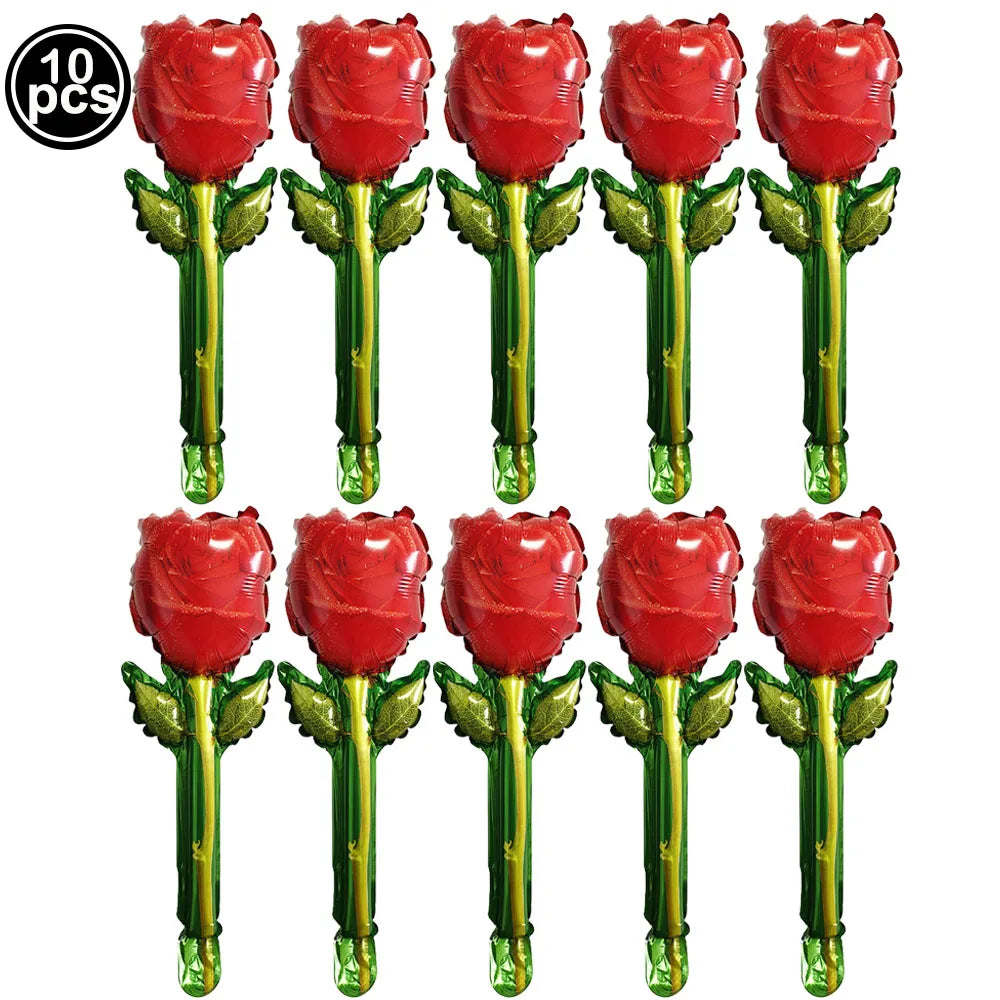 Large Valentine's Day Red Rose Balloons Rose Flower Shape Foil Balloons Mother's Day Valentine's Day Gift Decorations Balloon