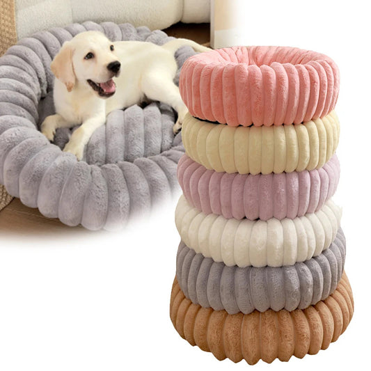 Pet Kennels Long Plush Round Cat Nest Winter Warm Dog Beds Kennel Super Soft Dogs Mat Sofa Pet Deep Sleeping SuppliesPet Products