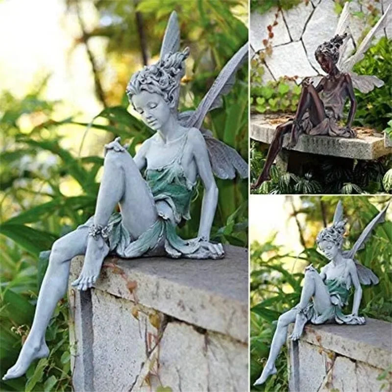 Flower Fairy Statue Decoration, Outdoor CHILDREN'S Garden Courtyard Lawn Resin Decorative Sculpture