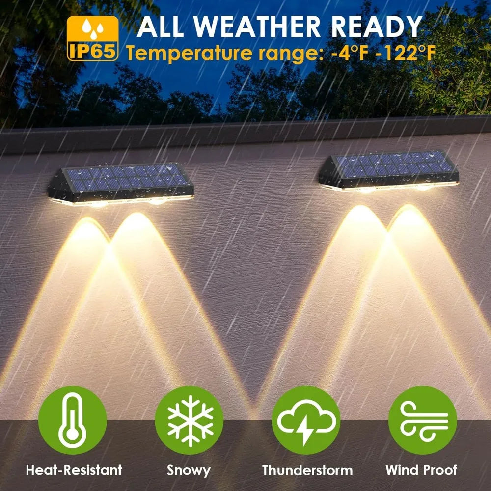 Solar Fence Lights Outdoor - 3 Mode, IP65 Waterproof Fence Solar Lights Outdoor, Solar Deck Lights for Outside (8 pack)