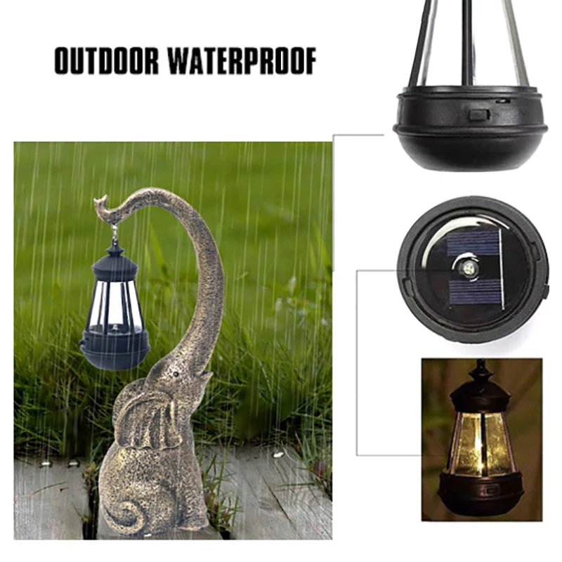 Outdoor Solar Elephant Lamp Resin Creative Crafts Animal Statue Decoration Garden Courtyard Decoration Good Luck Garden Gifts