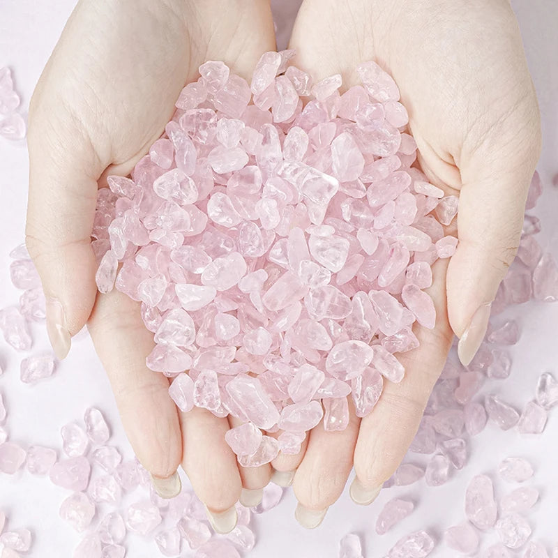 Y 500g/bag Natural Stones Rose Quartz Material Crystal Gravel Stone Chips Ore Minerals Reiki Specimen Gemstones Aquarium Decor