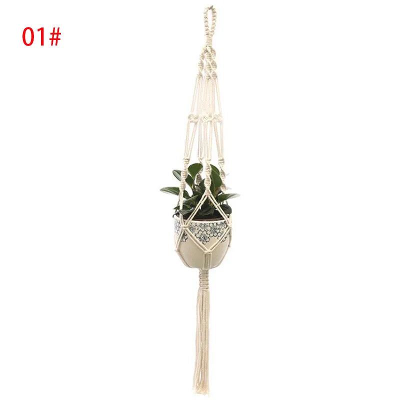 100% Handmade Macrame Plant Hanger Flower Pot Baskets Hanging Net Cotton for Home Wall Decoration Vertical Garden Tools D3