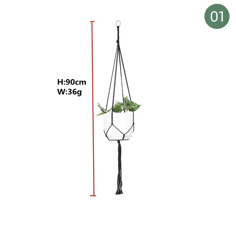 Macrame handmade plant hanger baskets flower pots holder balcony hanging decoration knotted lifting rope home garden supplies