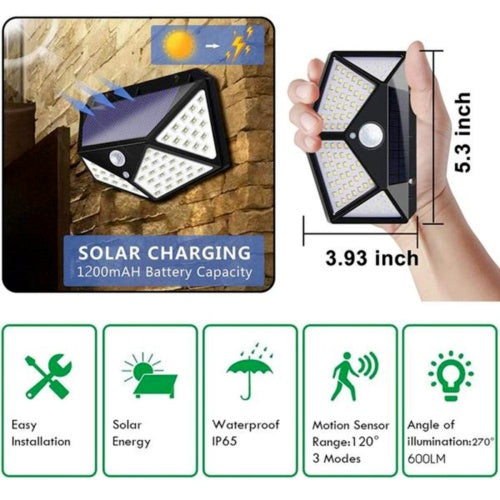 4X Solar Power PIR Motion Sensor Wall Lights LED Outdoor Garden Security Lamp