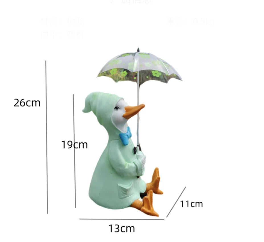 Nordic Umbrella Couple Ducks Resin Statue Ornaments Outdoor Garden Courtyard Figurines Villa Balcony Accessories Decoration