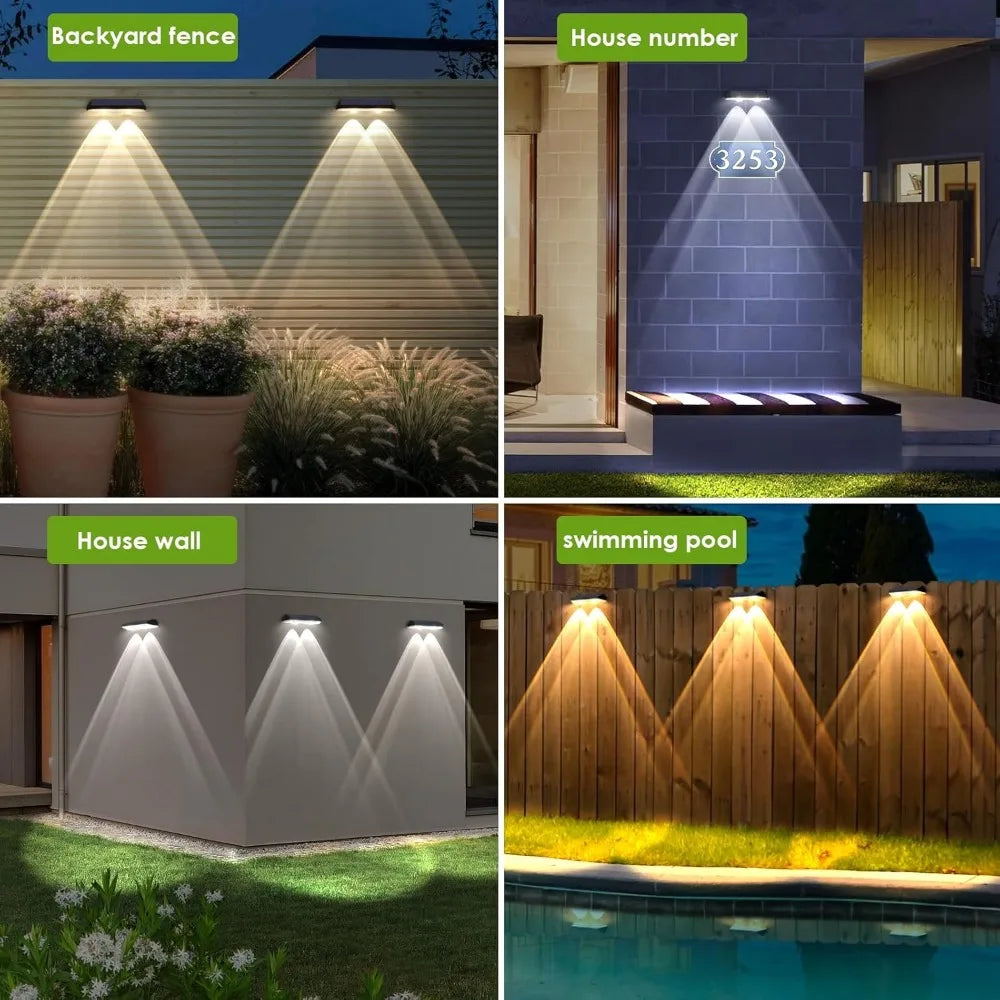 Solar Fence Lights Outdoor - 3 Mode, IP65 Waterproof Fence Solar Lights Outdoor, Solar Deck Lights for Outside (8 pack)