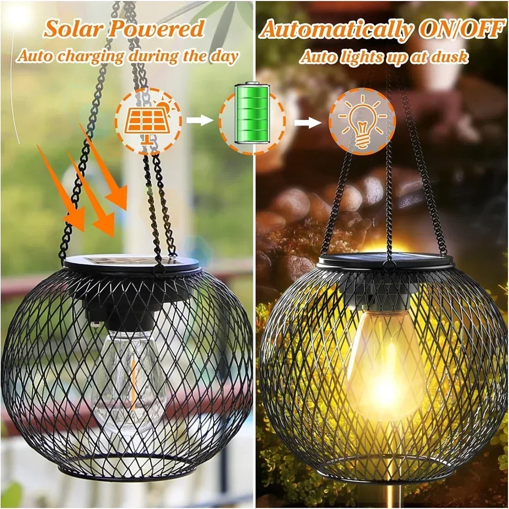 Solar Lantern Outdoor, Ortiny Upgraded Solar Lights for Outside Decorative Outdoor Hanging Lights Waterproof Solar Lanterns