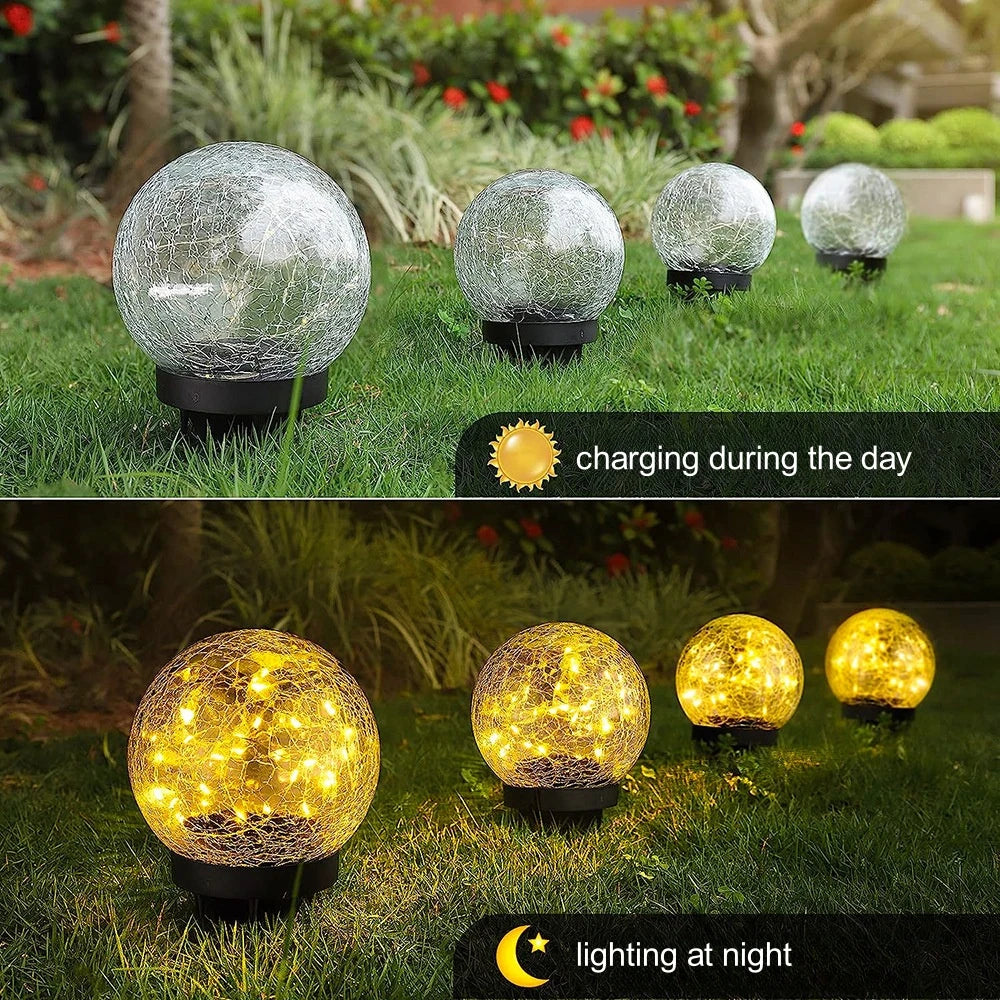 ﻿Solar Globe Lights Outdoor Garden Cracked Glass Ball Solar Lights Outdoor Outside Outdoor Decorations for Patio Yard Lawn Decor